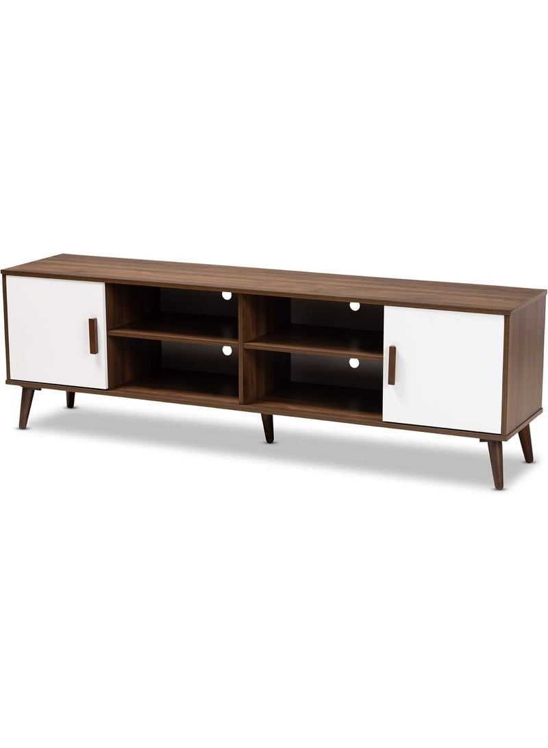 Baxton Studio TV Stands, One Size, Walnut Brown/White - Image 1
